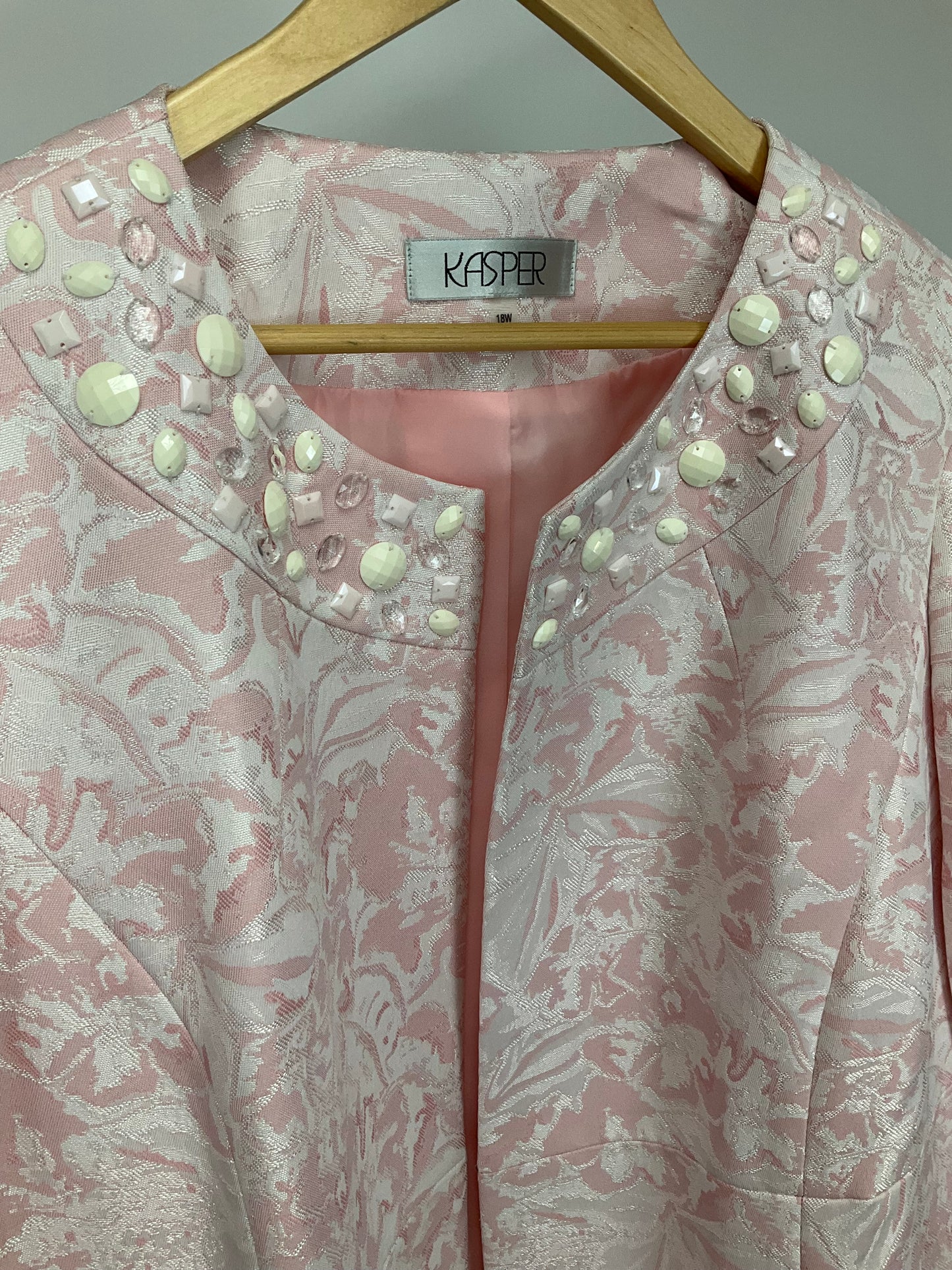 KASPER PINK WHITE BLAZER SZ 18W
