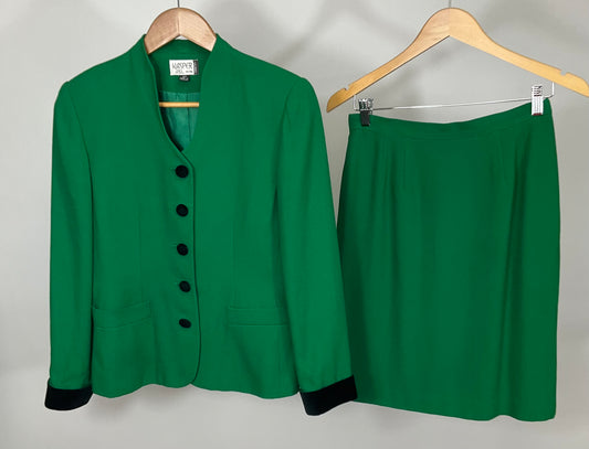 KASPER ASL GREEN SKIRT SUIT SZ 6P