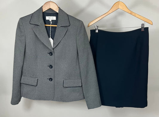 SUIT STUDIO BLUE/WHITE SKIRT SUIT SZ 10