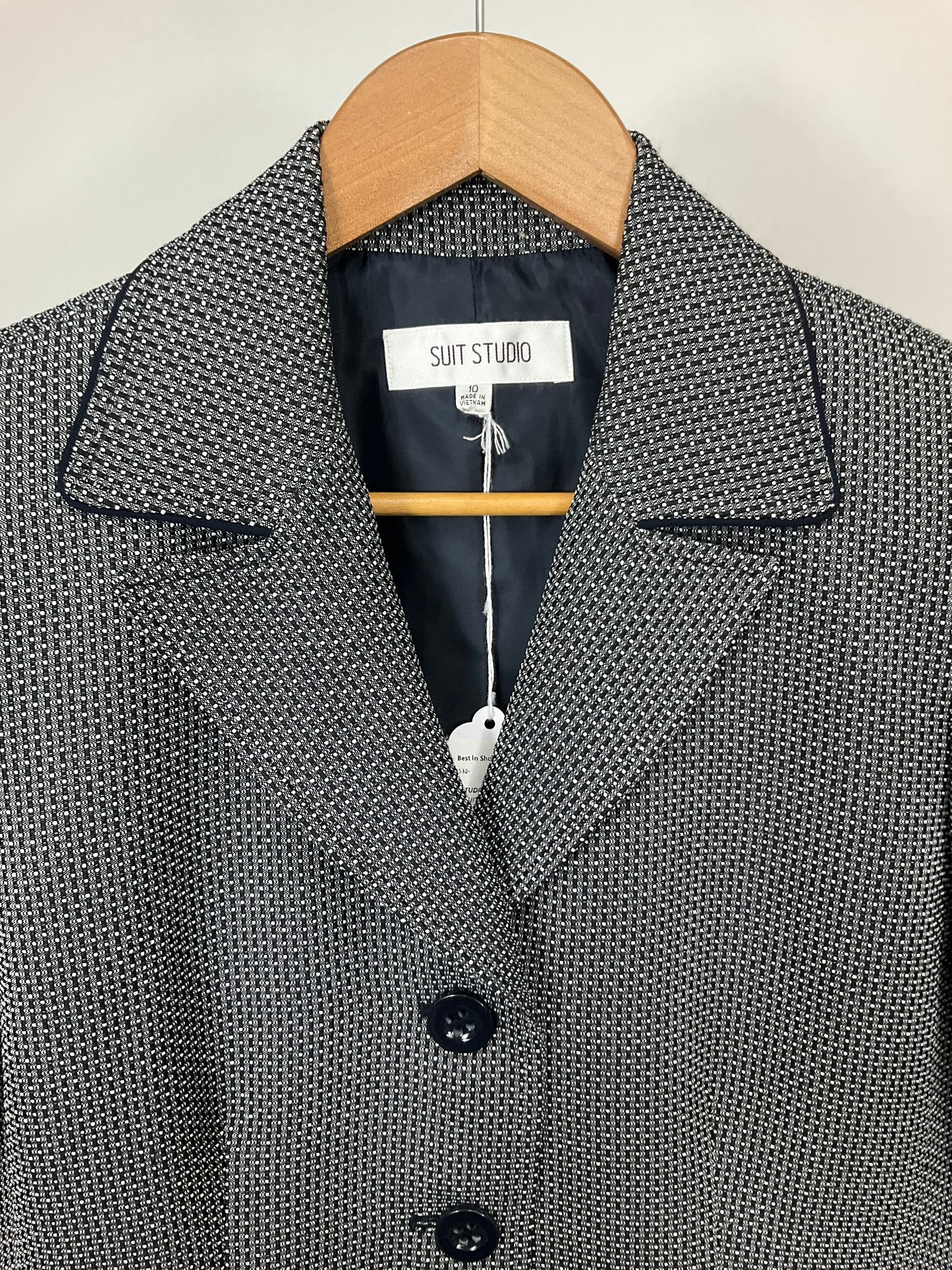 SUIT STUDIO BLUE/WHITE SKIRT SUIT SZ 10