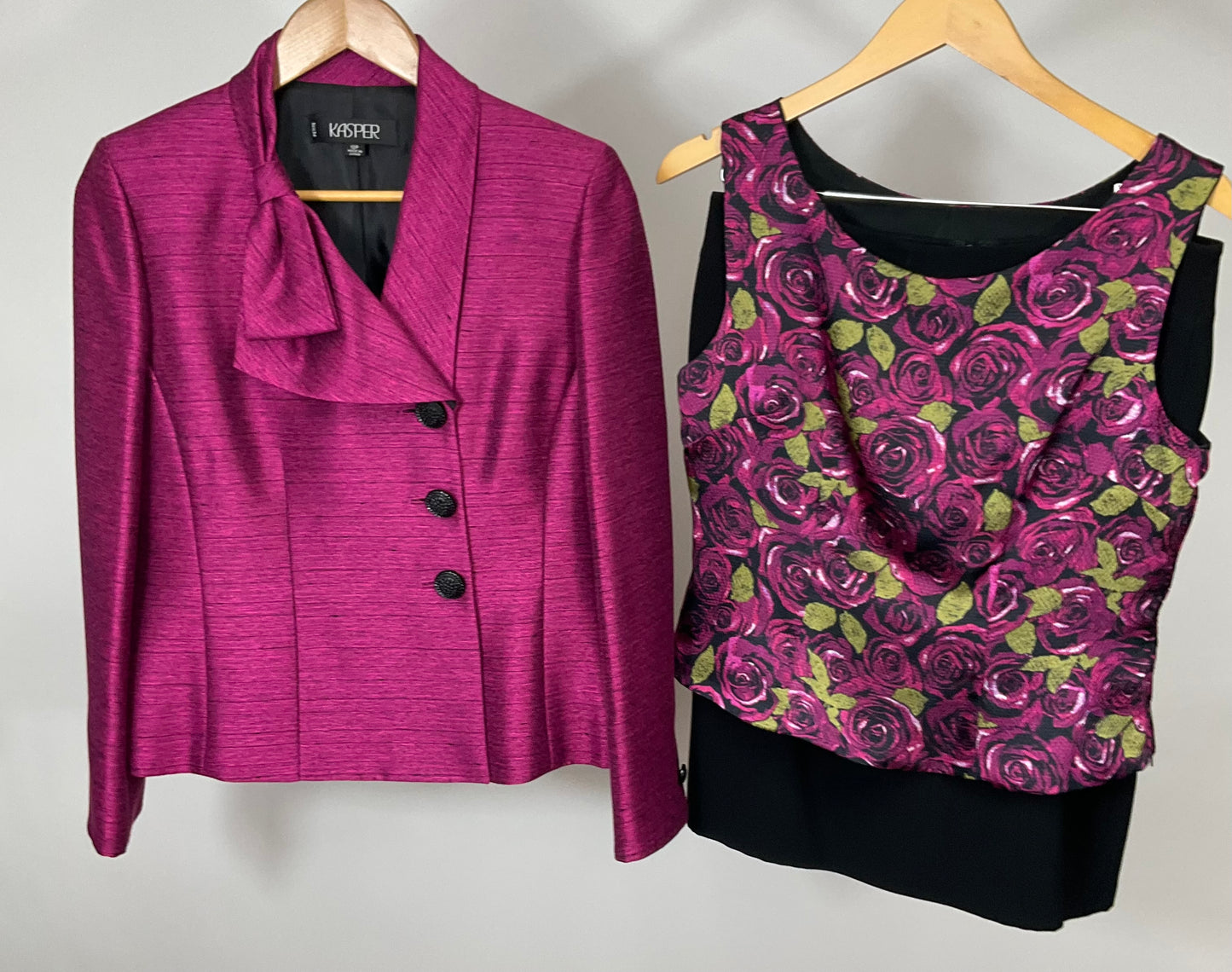 KASPER PINK/BLACK 3 PIECE SUIT SZ 10P