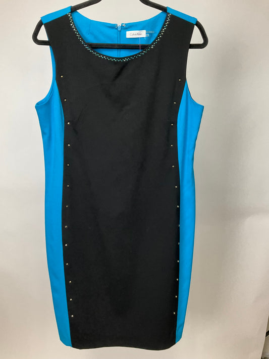 CALVIN KLEIN TURQUOISE/BLACK DRESS SZ 12