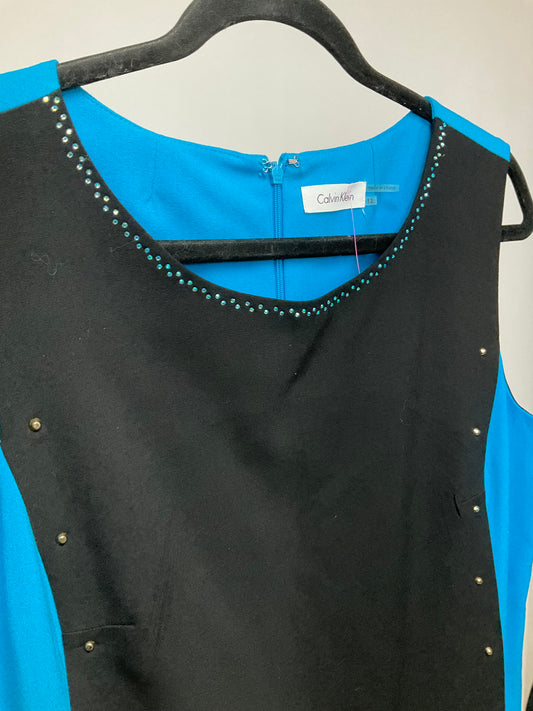CALVIN KLEIN TURQUOISE/BLACK DRESS SZ 12