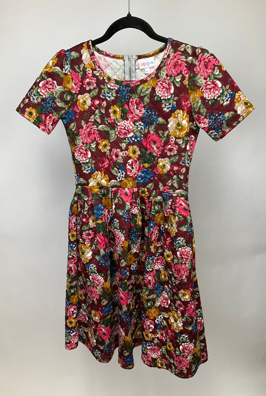 LULAROE BURGUNDY FLORAL DRESS SZ XS