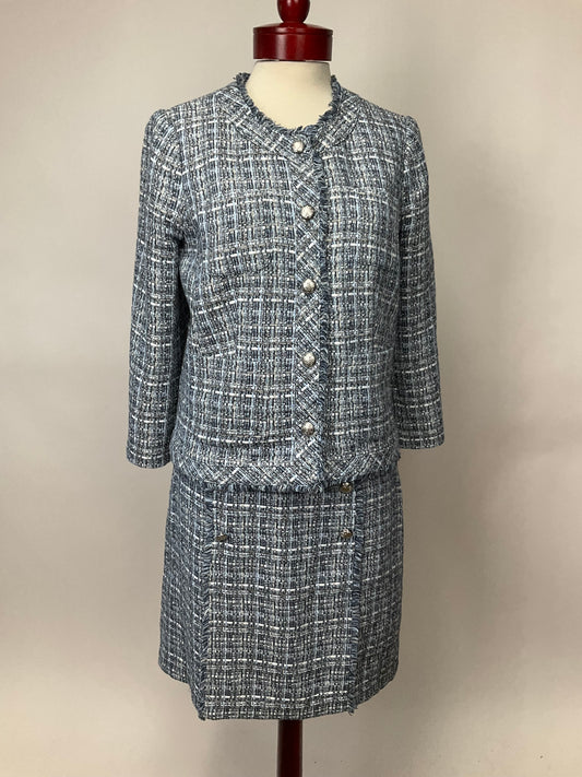 TALBOTS BLUE TWEED SKIRT SUIT SZ 6/8