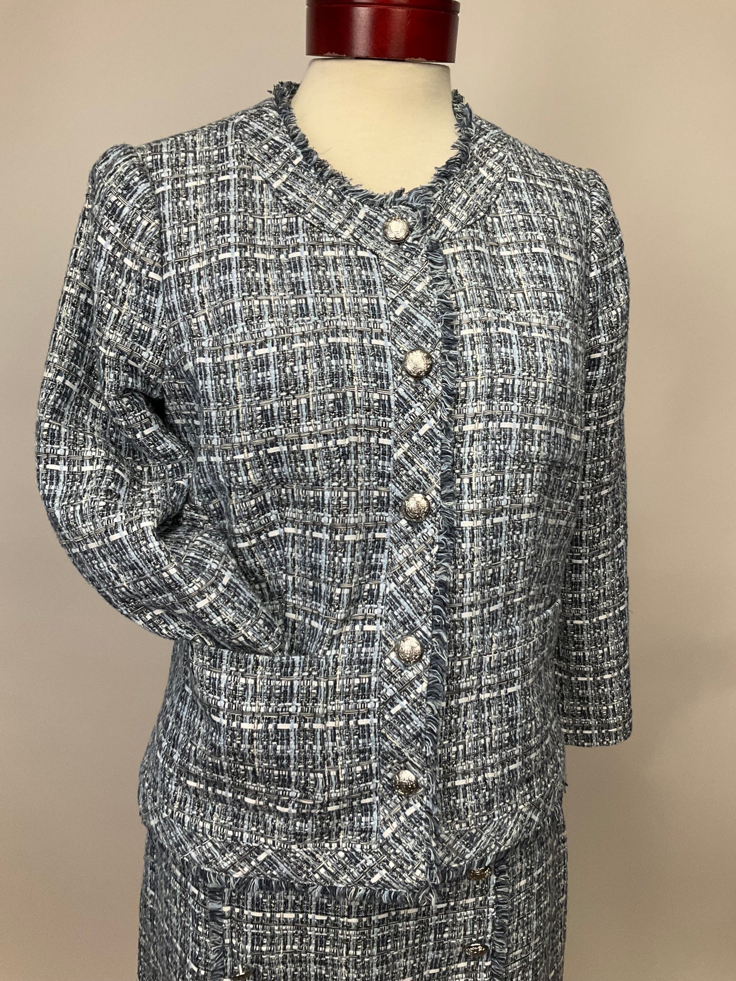 TALBOTS BLUE TWEED SKIRT SUIT SZ 6/8