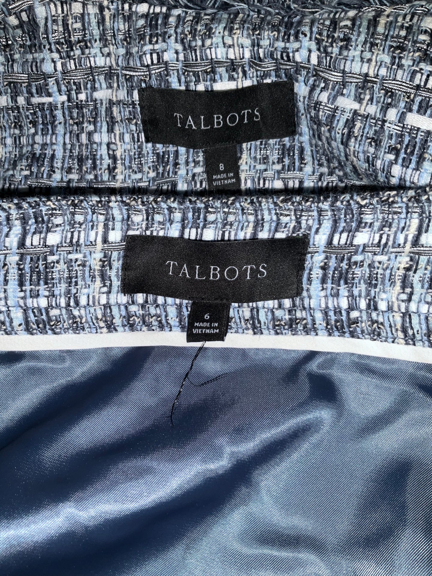 TALBOTS BLUE TWEED SKIRT SUIT SZ 6/8
