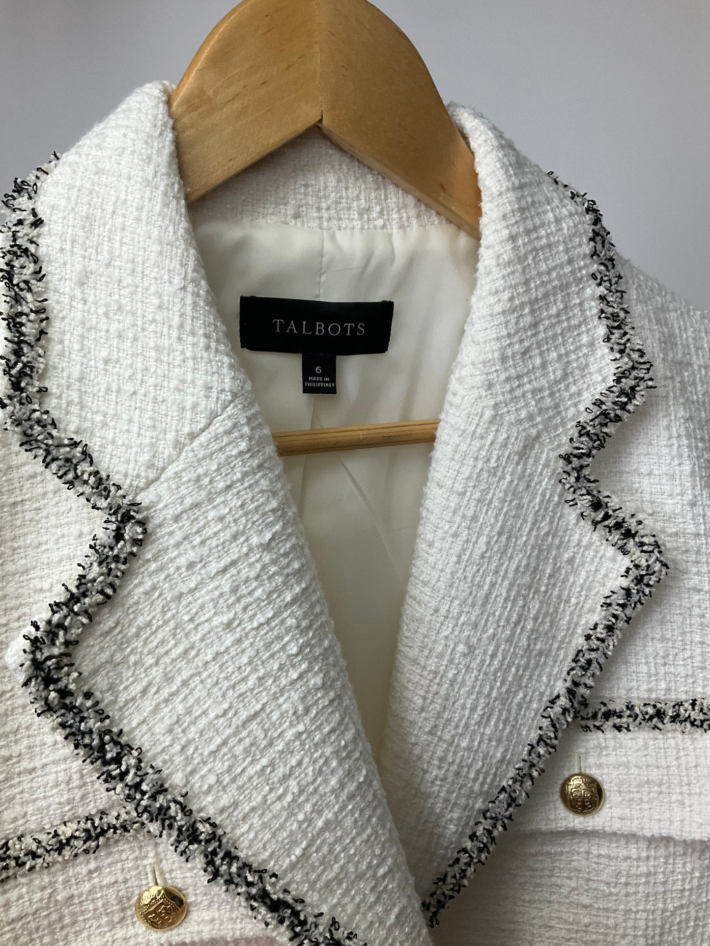 TALBOTS WHITE/BLACK SKIRT SUIT SZ 6