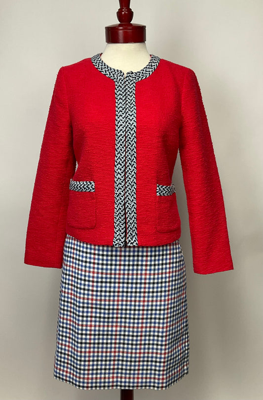 TALBOTS RED BLUE SKIRT SUIT SZ 4 & 8