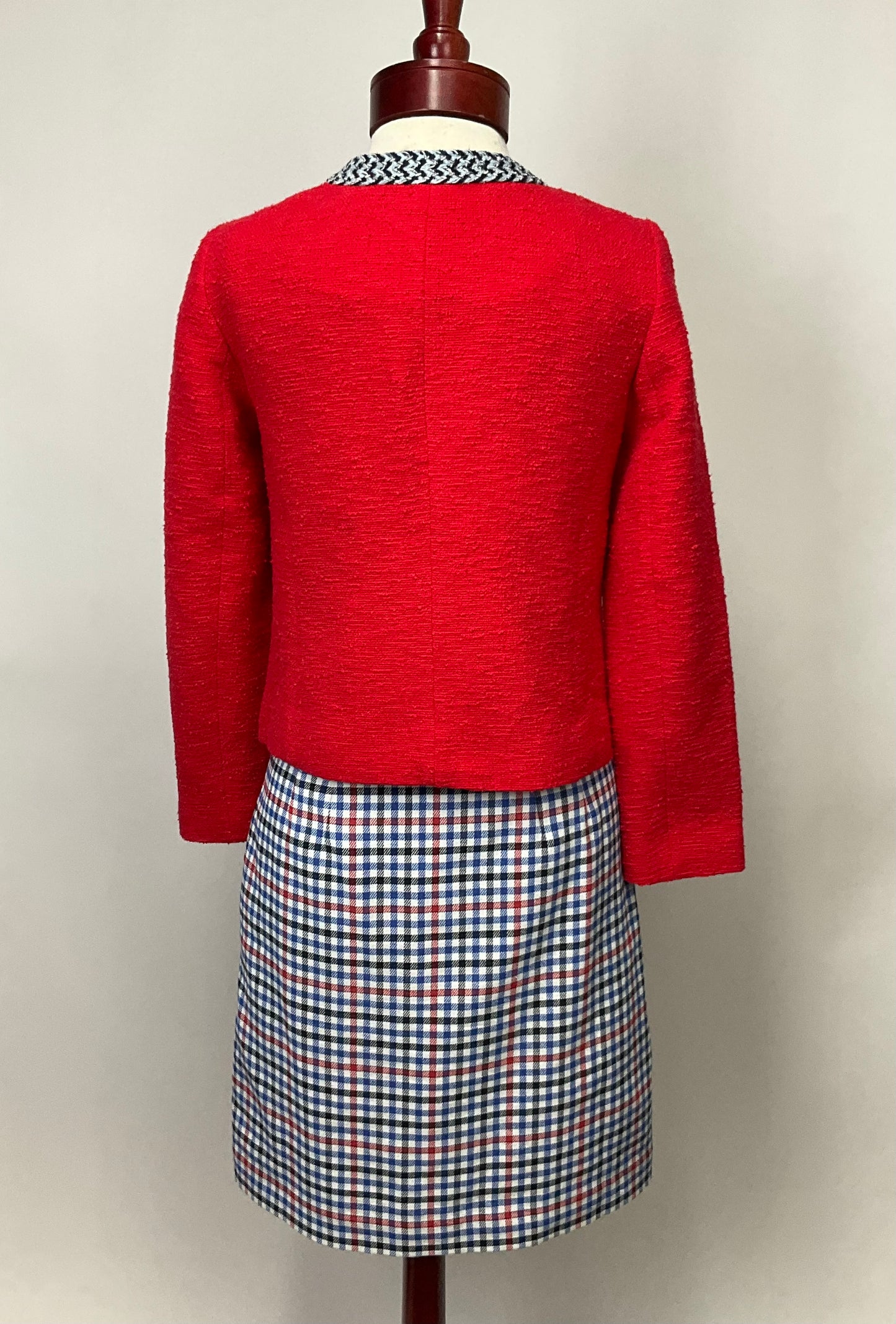 TALBOTS RED BLUE SKIRT SUIT SZ 4 & 8