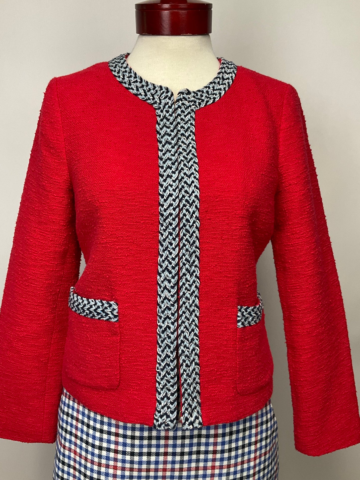TALBOTS RED BLUE SKIRT SUIT SZ 4 & 8