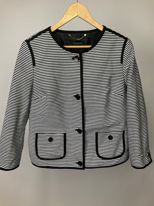 TALBOTS BLACK/WHITE BLAZER SZ 10