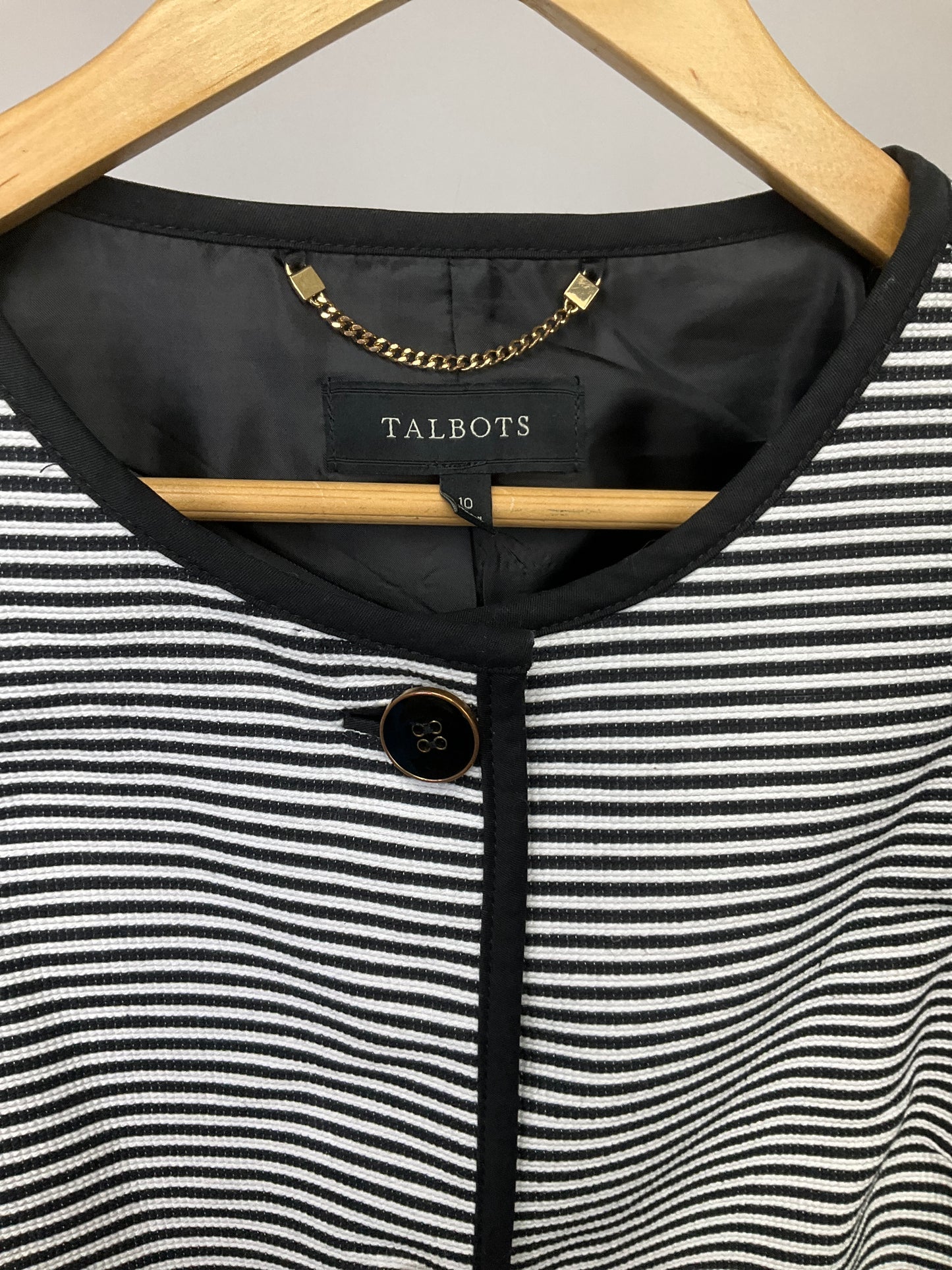 TALBOTS BLACK/WHITE BLAZER SZ 10