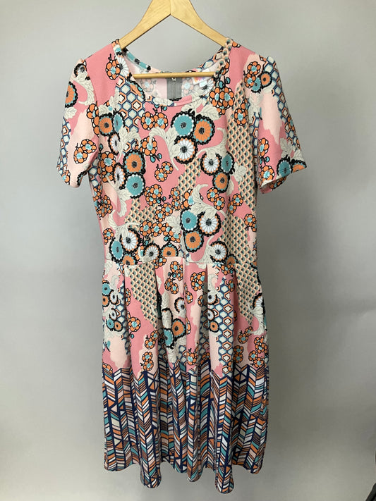 LULAROE PINK/BLUE FLORAL DRESS SZ 2XL