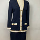 ST JOHN EVENING BLUE/CREAM SKIRT SUIT SZ 6/8