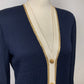 ST JOHN EVENING BLUE/CREAM SKIRT SUIT SZ 6/8