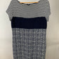 ST JOHN BLACK LABEL BLUE/WHITE DRESS SZ 10