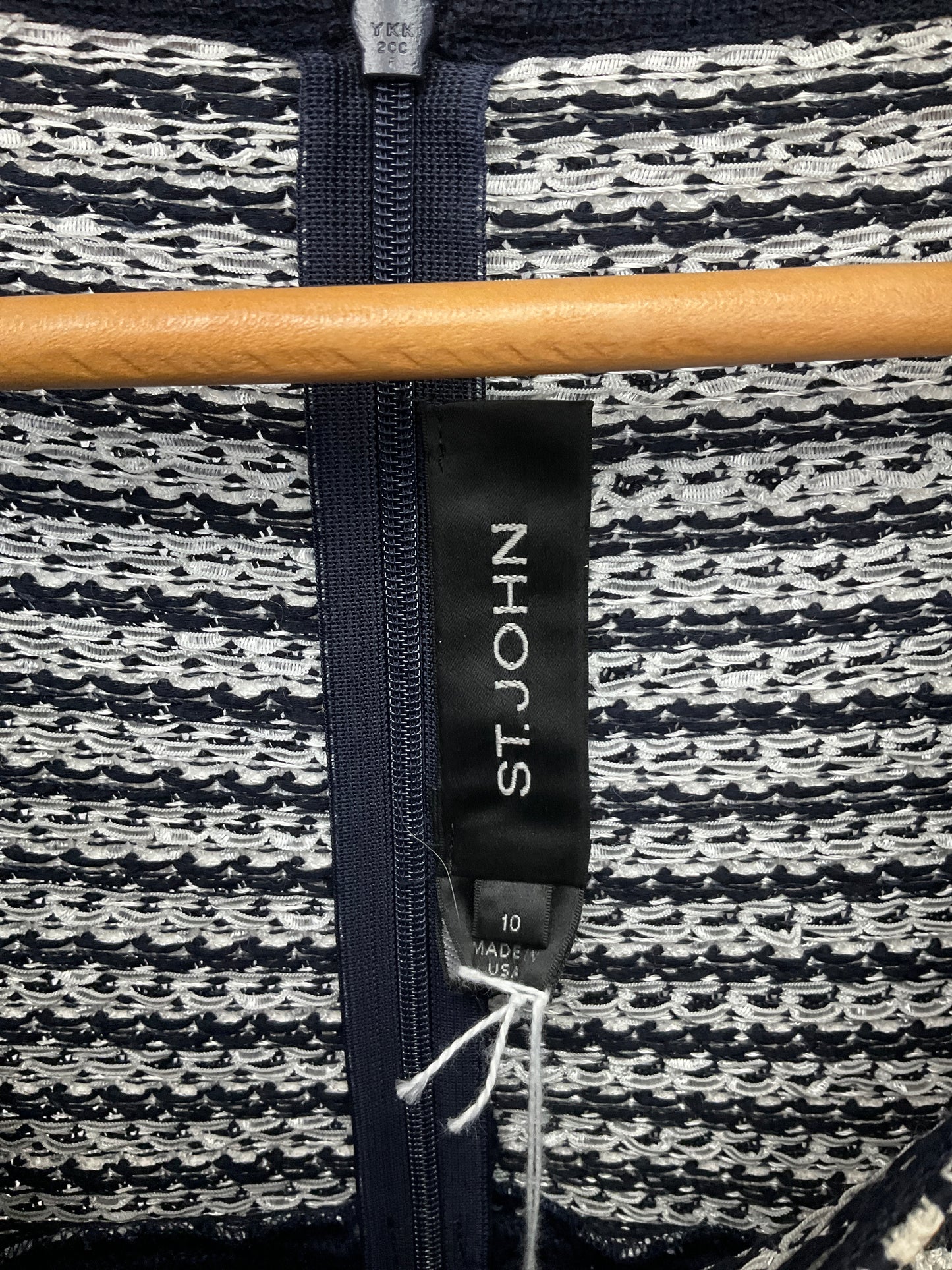 ST JOHN BLACK LABEL BLUE/WHITE DRESS SZ 10