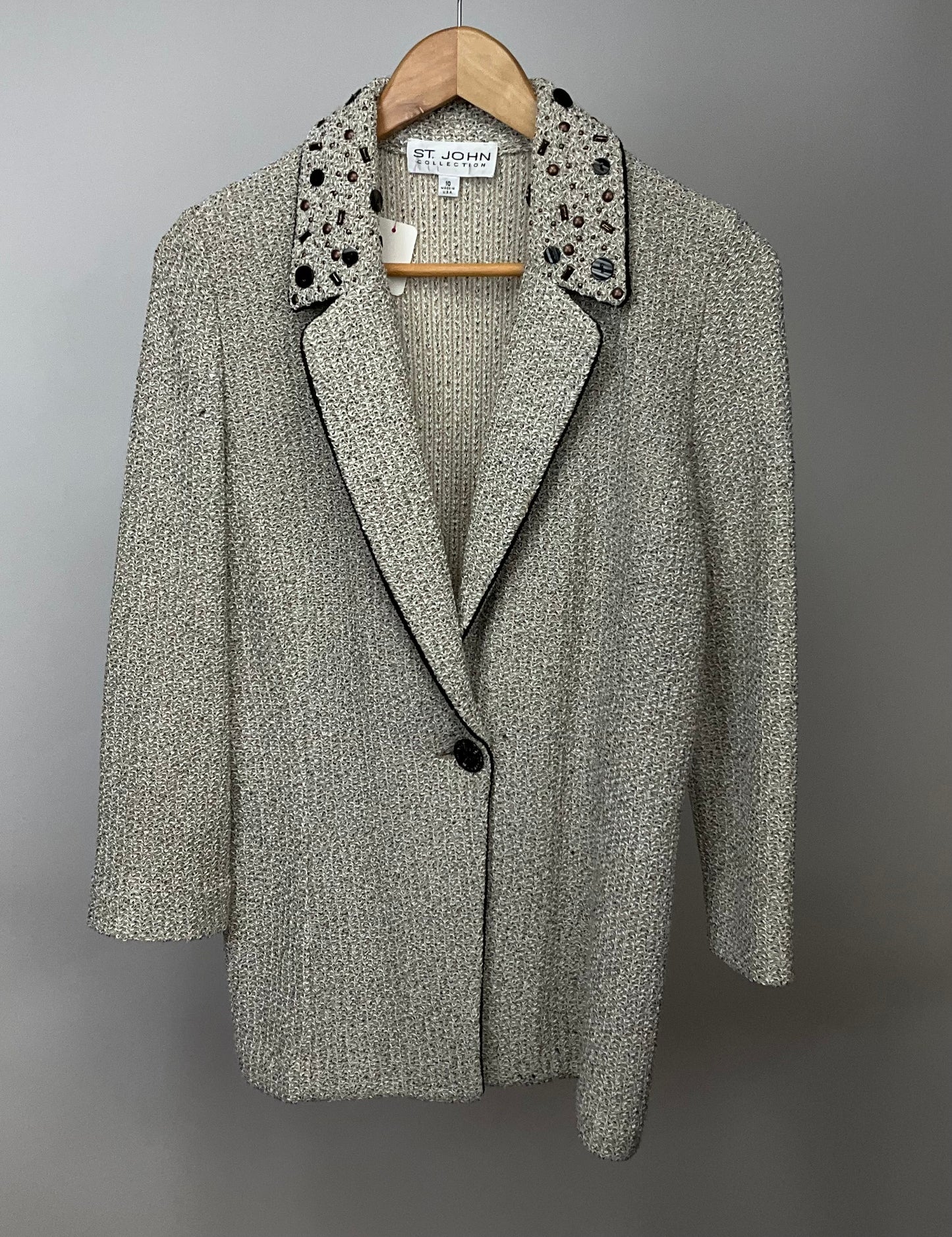 ST JOHN COLLECTION TAN/BLACK BLAZER SZ 10