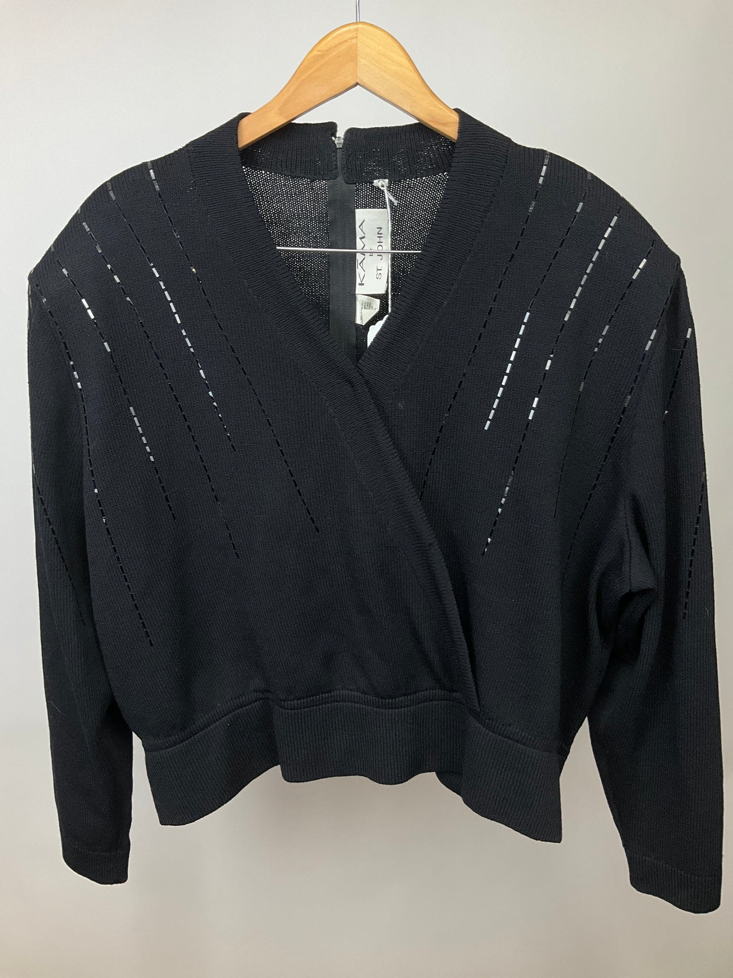 KAMA BY ST JOHN BLACK KNIT SWEATER SZ 20