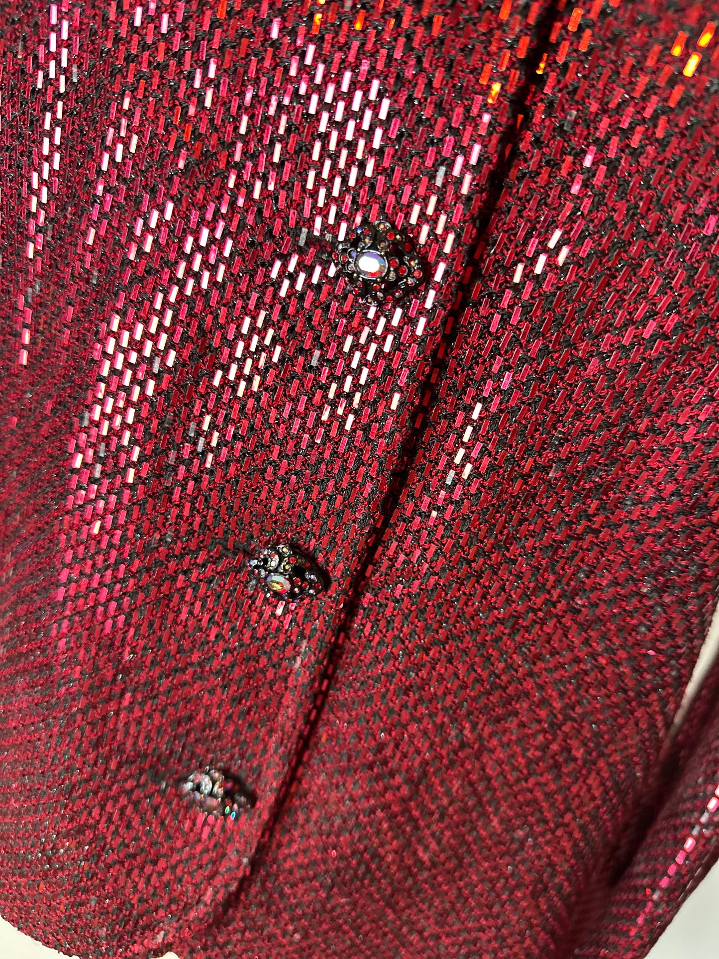 ST JOHN COUTURE RED PAILETTE BLAZER SIZE 8