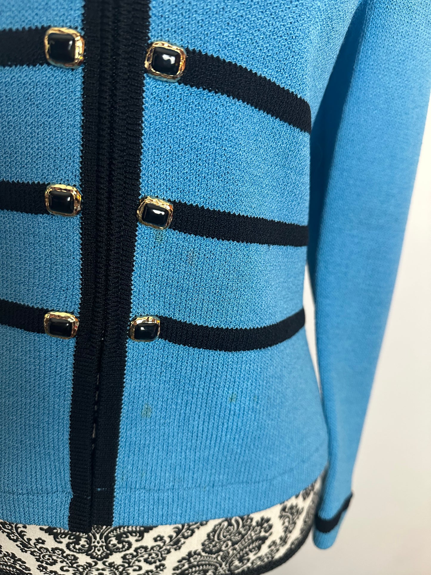 ST JOHN COLLECTION BLUE/BLACK BLAZER SZ 2
