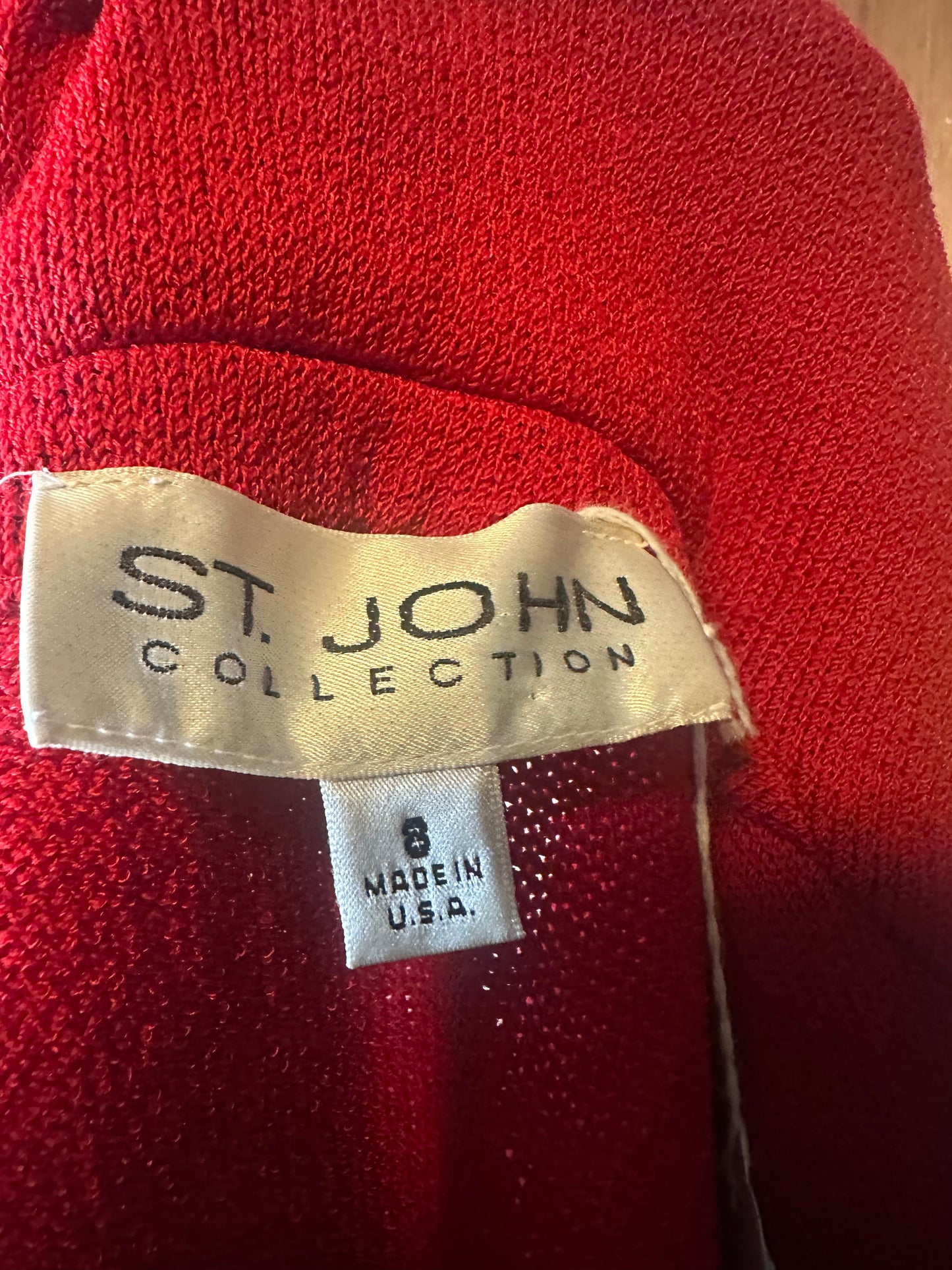 ST JOHN COLLECTION RED SKIRT SUIT SZ 8