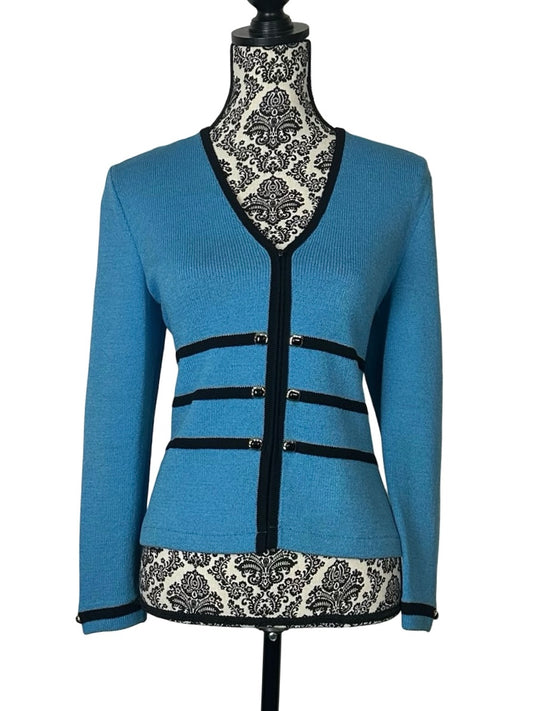 ST JOHN COLLECTION BLUE/BLACK BLAZER SZ 2