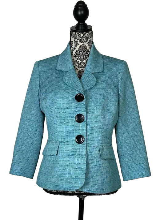KASPER TURQUOISE/BLACK BLAZER SZ 8