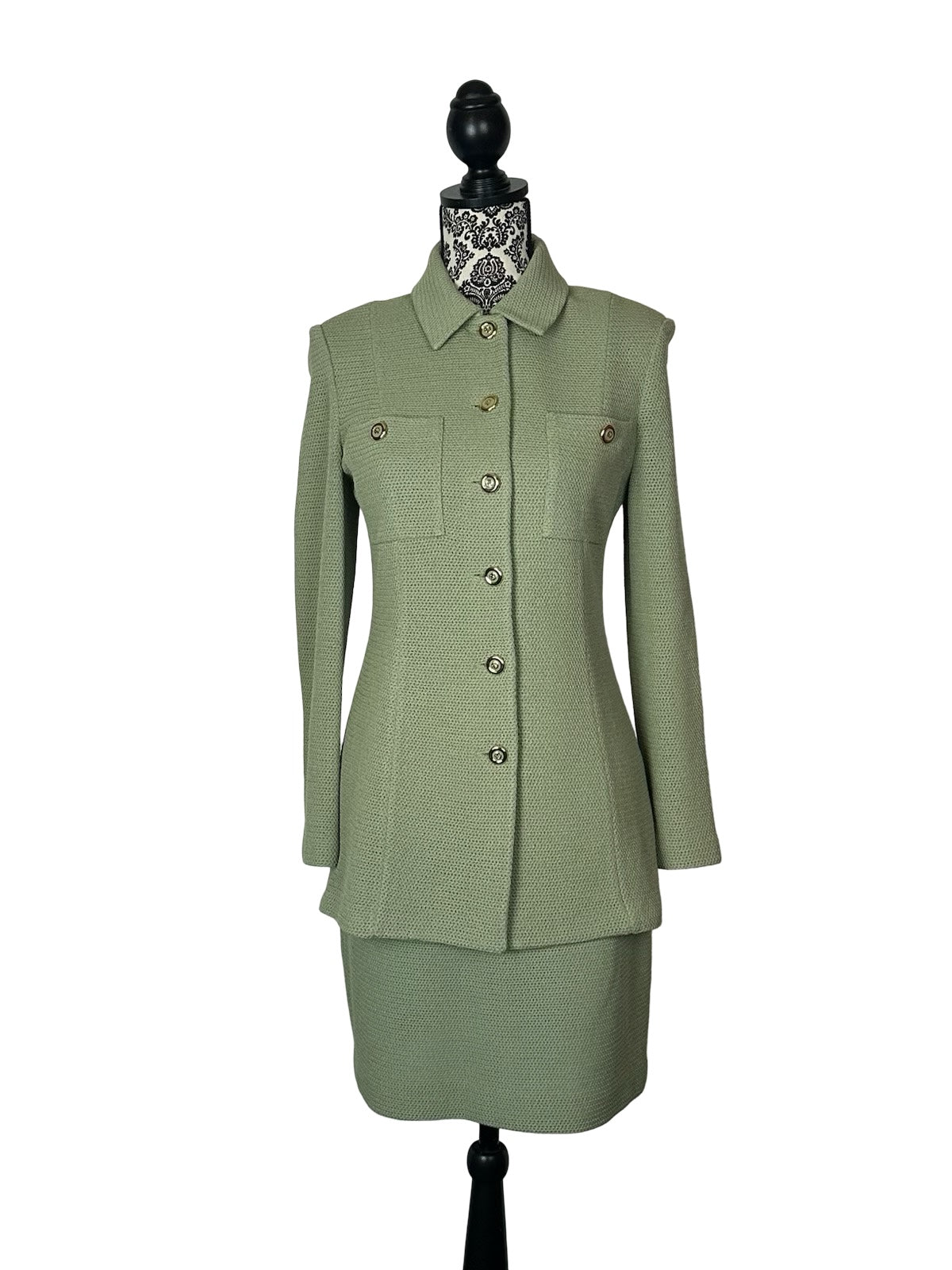 ST JOHN COLLECTION SAGE GREEN SUIT SZ 4