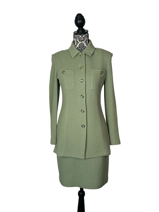 ST JOHN COLLECTION SAGE GREEN SUIT SZ 4