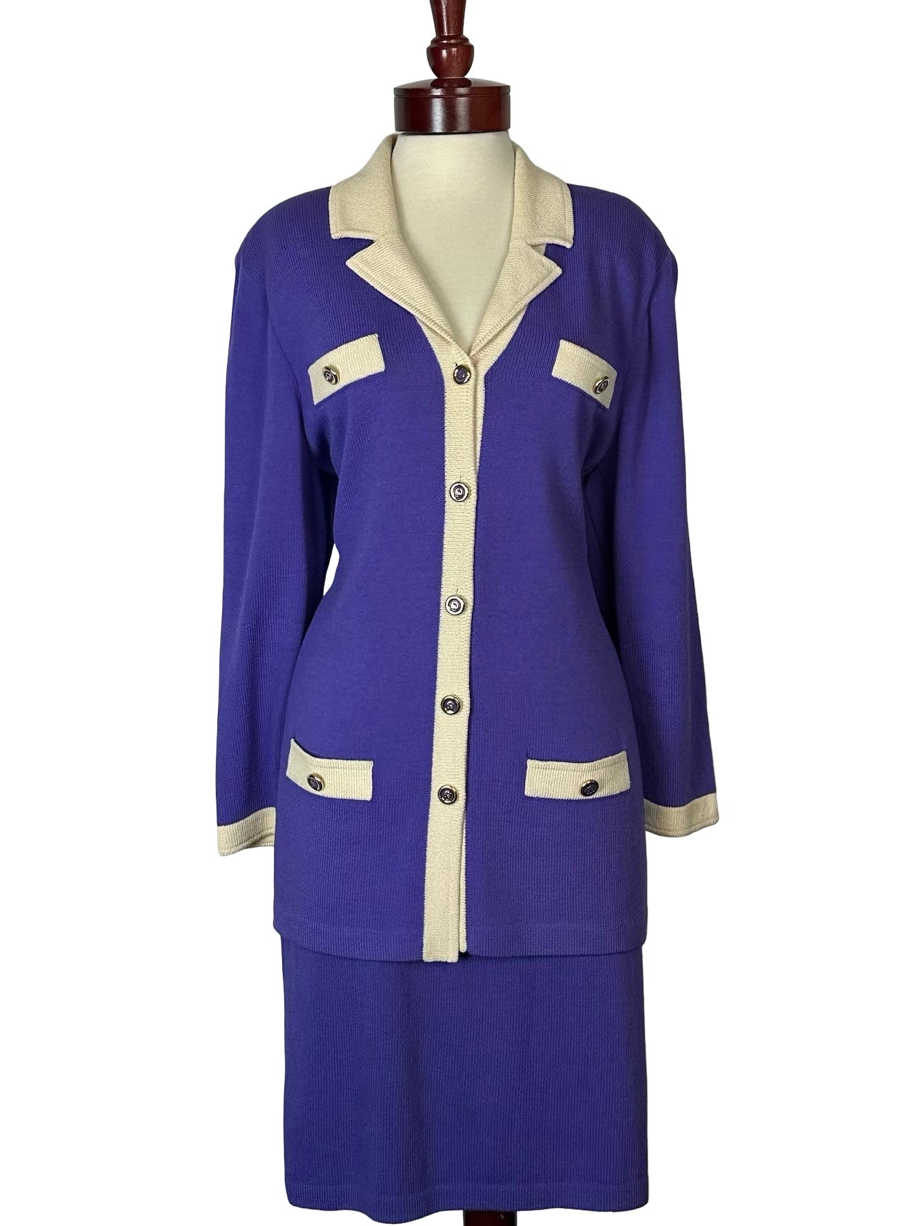 ST JOHN COLLECTION PURPLE SKIRT SUIT SZ 14