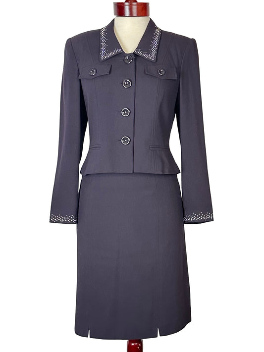 Kasper Plum suit with Rhinestones sz 6-8