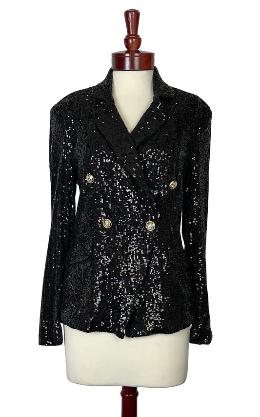ALEXIA ADMOR BLACK SEQUIN BLAZER SZ 10