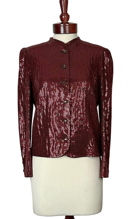 ST JOHN COUTURE RED PAILETTE BLAZER SIZE 8