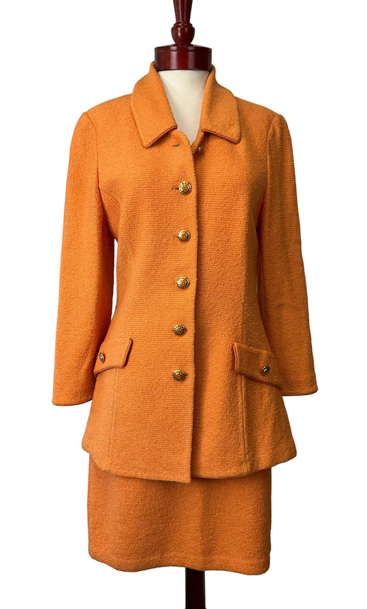 ST JOHN COLLECTION ORANGE SKIRT SUIT SZ 8-12