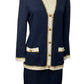 ST JOHN EVENING BLUE/CREAM SKIRT SUIT SZ 6/8