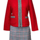 TALBOTS RED BLUE SKIRT SUIT SZ 4 & 8