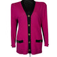 ST JOHN COLLECTION PINK AND BLACK LONG KNIT CARDIGAN SZ 8
