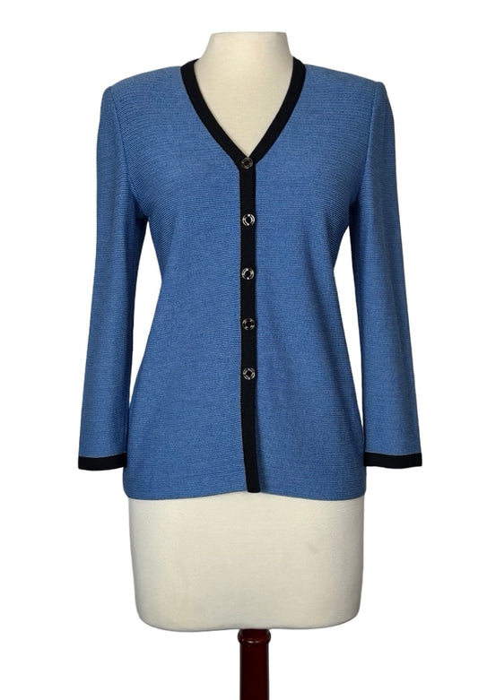 ST JOHN COLLECTION BLUE CARDIGAN SZ 2