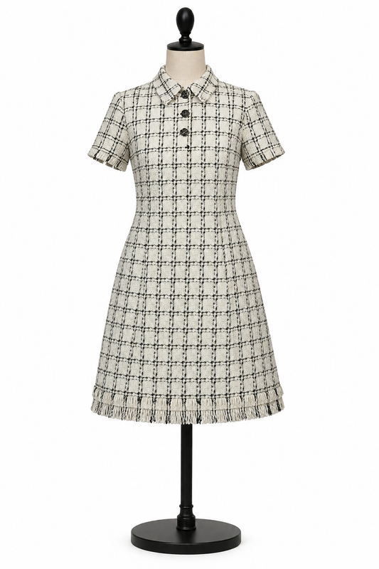 ELIZA J WHITE AND BLACK CHECKERED JUNIORS DRESS SZ 2