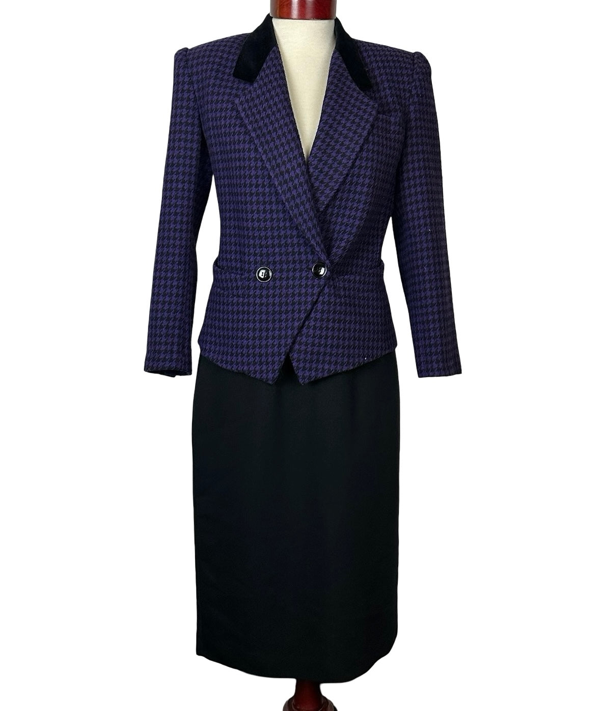 SASSON PURPLE/BLACK HOUNDSTOOTH SKIRT SUIT SZ 6/8