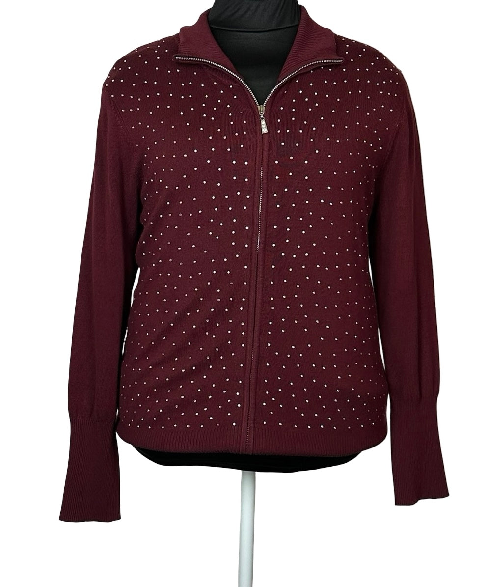 QUESTIONS BURGUNDY CARDIGAN SZ 1X