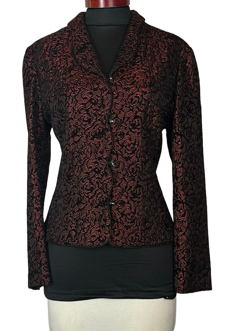 DANNY & NICOLE RED/BLACK SHIMMER JACKET SZ 14
