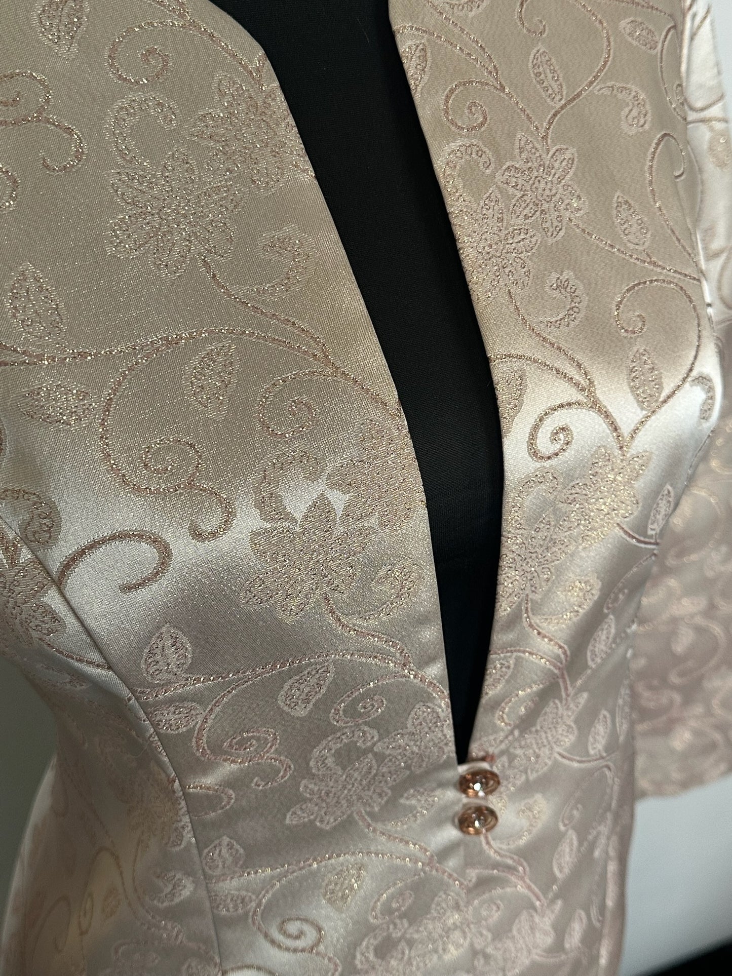 R&M RICHARDS CHAMPAGNE METALLIC SHIMMER FLORAL BLAZER SZ 8P