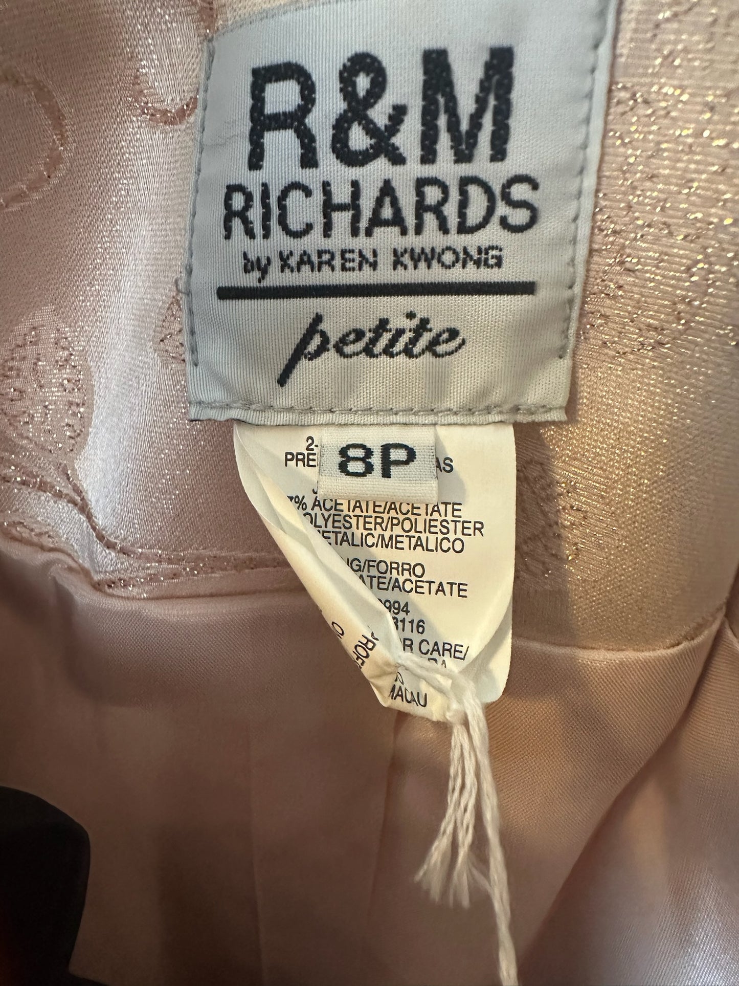 R&M RICHARDS CHAMPAGNE METALLIC SHIMMER FLORAL BLAZER SZ 8P