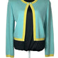 ST JOHN COLLECTION TURQUOISE/YELLOW CARDIGAN SZ 12