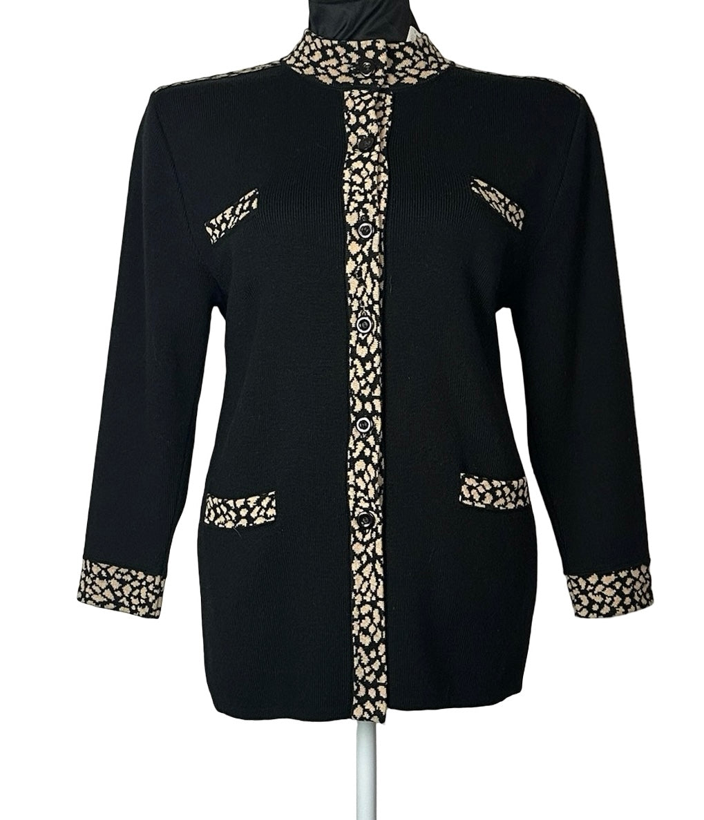 FABRICE KAREL BLACK/TAN CARDIGAN SZ XL
