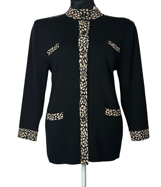 FABRICE KAREL BLACK/TAN CARDIGAN SZ XL