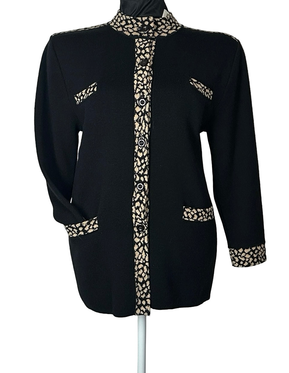 FABRICE KAREL BLACK/TAN CARDIGAN SZ XL